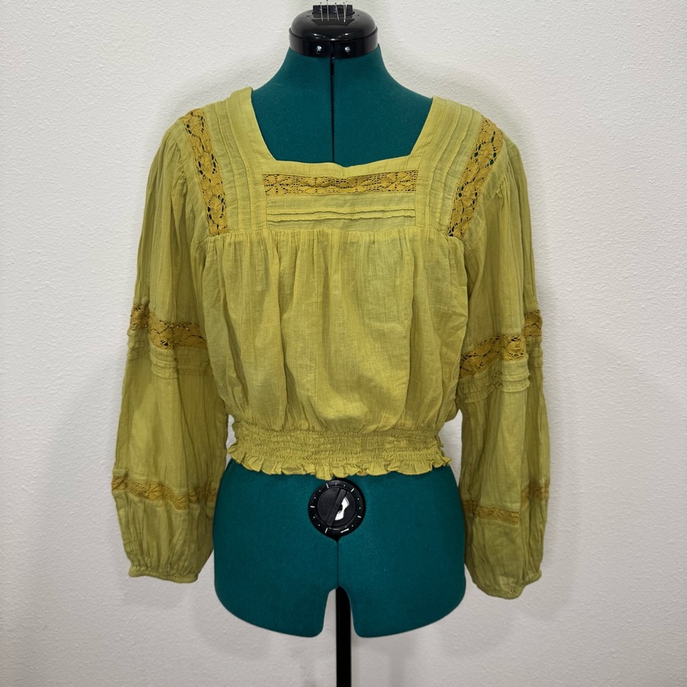 American Eagle Outfitters Olive Lace Blouse
